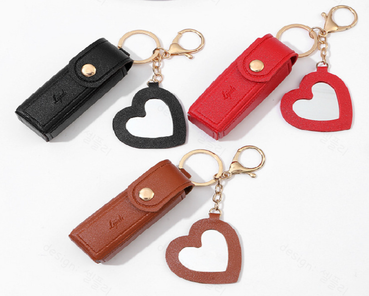 The Ultimate Lip Care Accessory! Cute Heart Mirror Lip Balm Holder Keychain
