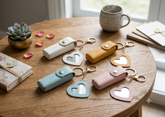 The Ultimate Lip Care Accessory! Cute Heart Mirror Lip Balm Holder Keychain