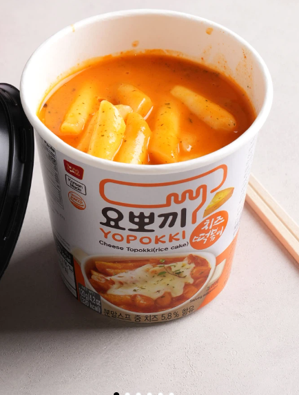 YOPOKKI Instant Cheese Tteokbokki Cup (Korean Rice Cakes)120g (Pack of 12)