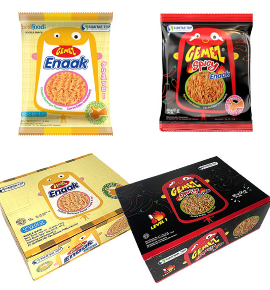 GEMEZ Enaak Korean Ramen Snacks 2-Pack Set – Original & Spicy, 60 Packs