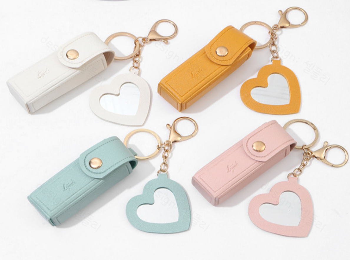 The Ultimate Lip Care Accessory! Cute Heart Mirror Lip Balm Holder Keychain
