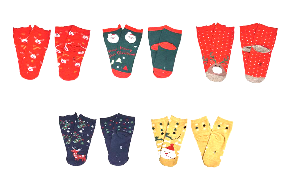 Kids & Adults Santa Christmas Socks Set (10 Pairs per set: 2 pairs for each of the 5 designs)