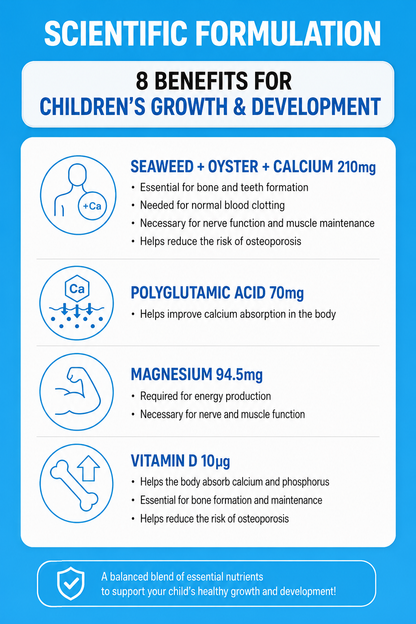 kizMax Bone Health Calcium PGA – Kids’ Calcium & Vitamin D Supplement