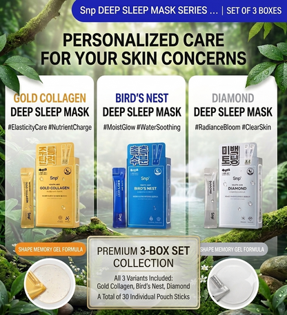 "SNP Youth Age Sleeping Mask Series, 3 boxes containing 10 each."