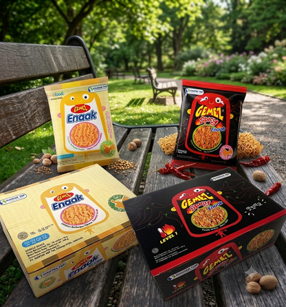 GEMEZ Enaak Korean Ramen Snacks 2-Pack Set – Original & Spicy, 60 Packs