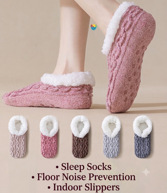 Women's Soft Warm Cable Knit Thermal Slipper Socks with Plush Sherpa Lining & Non-Skid Grippers (5 Pair Value Pack)